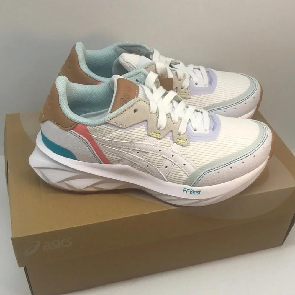 Asics White and Light Blue Athletic Shoes - Picture 2 of 5